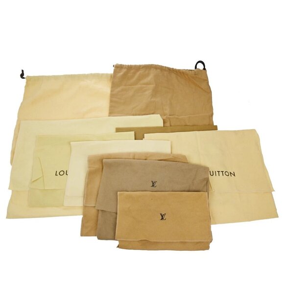 LOUIS VUITTON Logo 10 Set Dust Bag Drawstring Canvas Cotton Beige Brown - Picture 1 of 16